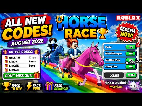 NEW UPDATE ⚠️ ALL NEW HORSE RACE CODES IN AUGUST 2026 | NEW ROBLOX CODES 2026