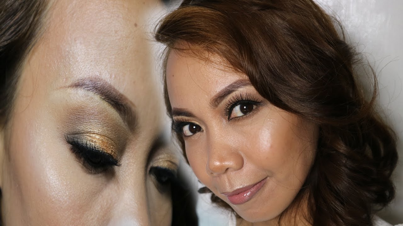 Golden Soft Smokey Eyes & Nude Lip Makeup tutorial | Cykaniki