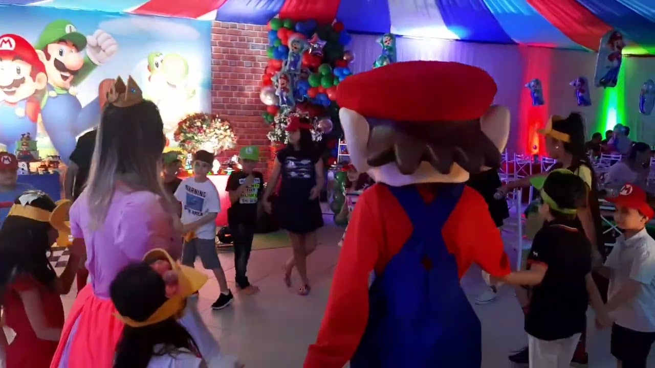 Personagem vivo Mario Bros, Luig e Princesa Peach