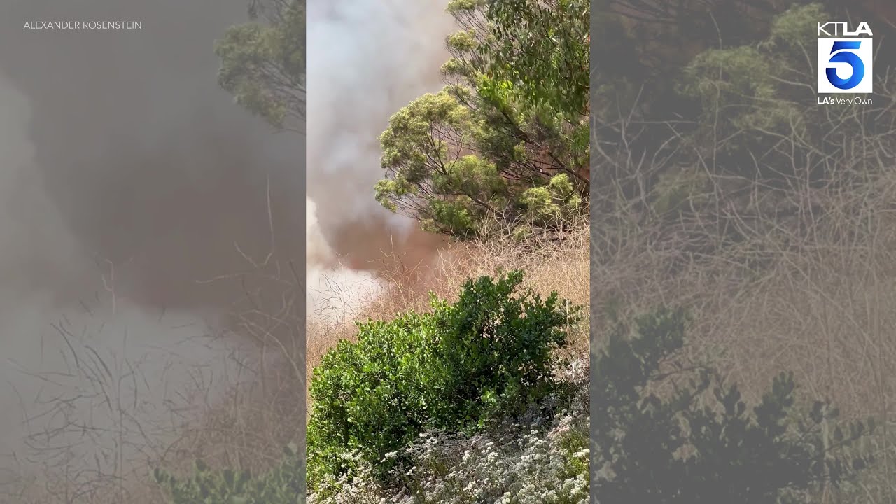 Brush fire burns near homes in Laguna Niguel - YouTube