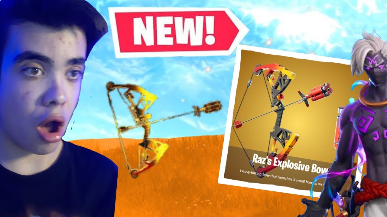 (Fortnite) *NEW* RAZ EXPLOSIVE BOW MYTHICAL WEAPON - SHOWCASE (CHAPTER 2 SEASON 6)