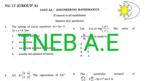 TNEB ∥ A. E ∥ Engg Maths ∥ question with solution part 1