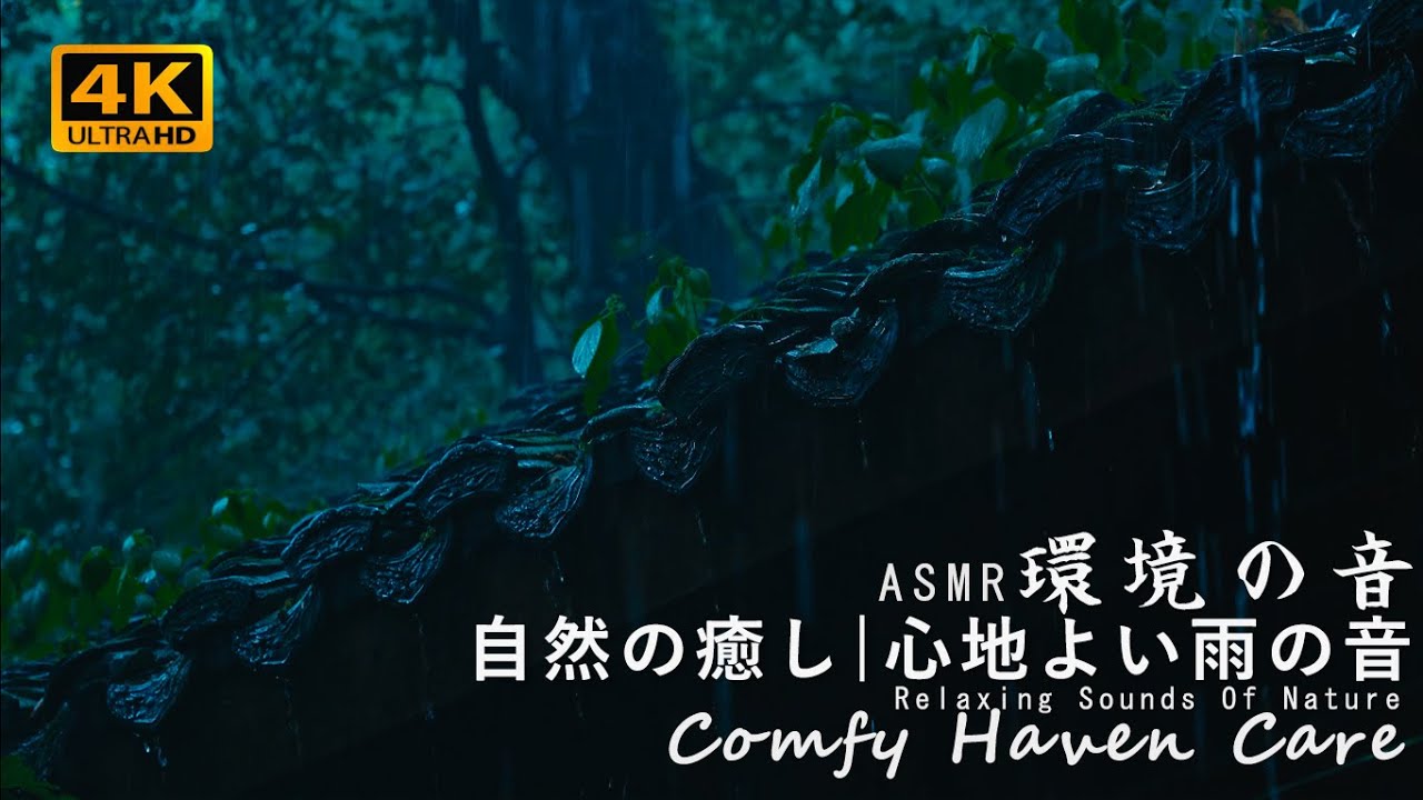 |ホワイトノイズ、ASMR| 屋根瓦に降り注ぐ雨音。穏やかな雨音は、心を落ち着かせ、安らぎを与え、リラックスさせ、集中力を高めます｜睡眠・勉強・癒し・リラックス、作業用BGM｜