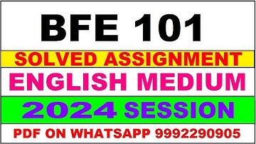 bfe 101 solved assignment 2024 | bfe 101 solved assignment in english 2023-24 | bfe 101 2024