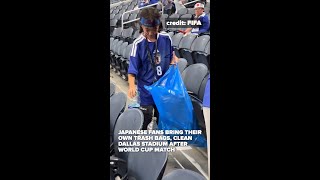 Japanese fans bring their own trash bags, clean Dallas stadium after World Cup match