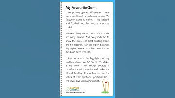📝 Write an Easy Essay on My Favourite Game - Cricket 🏏 | English Essay Writing for 5 to 7 Students