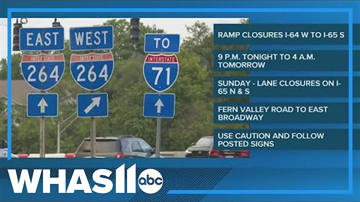 Overnight ramp and lane closures planned on I-64 and I-65 in Louisville