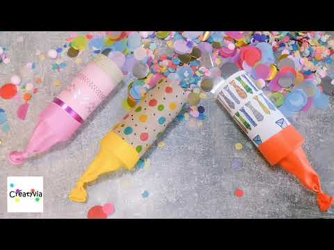 Des canons à pompons / confettis  Confettis, Objets à fabriquer, Diy