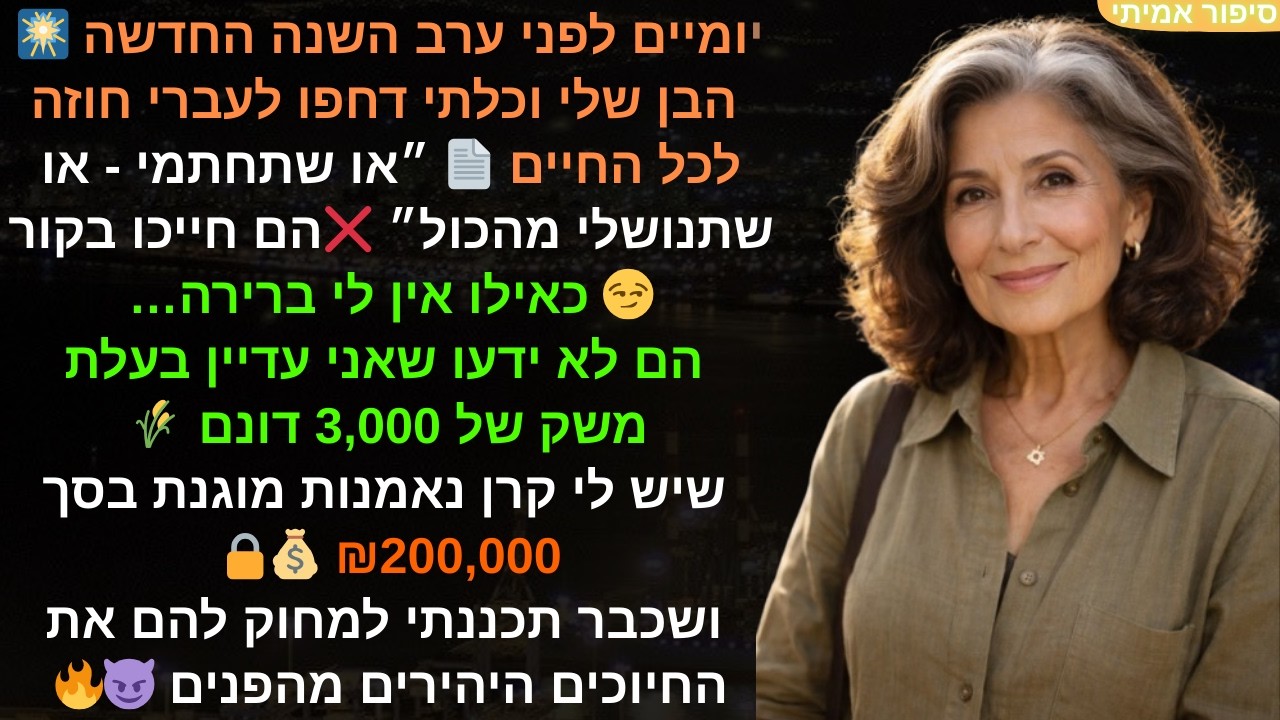 יומיים לפני ערב השנה החדשה 🎆הבן שלי וכלתי דחפו לעברי חוזה לכל החיים📄״או שתחתמי - או שתנושלי מהכול״🔥