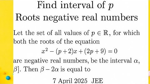 "Quadratic Equation Problem | Interval of p when Roots are Negative | JEE Mains 7 April 2025 |