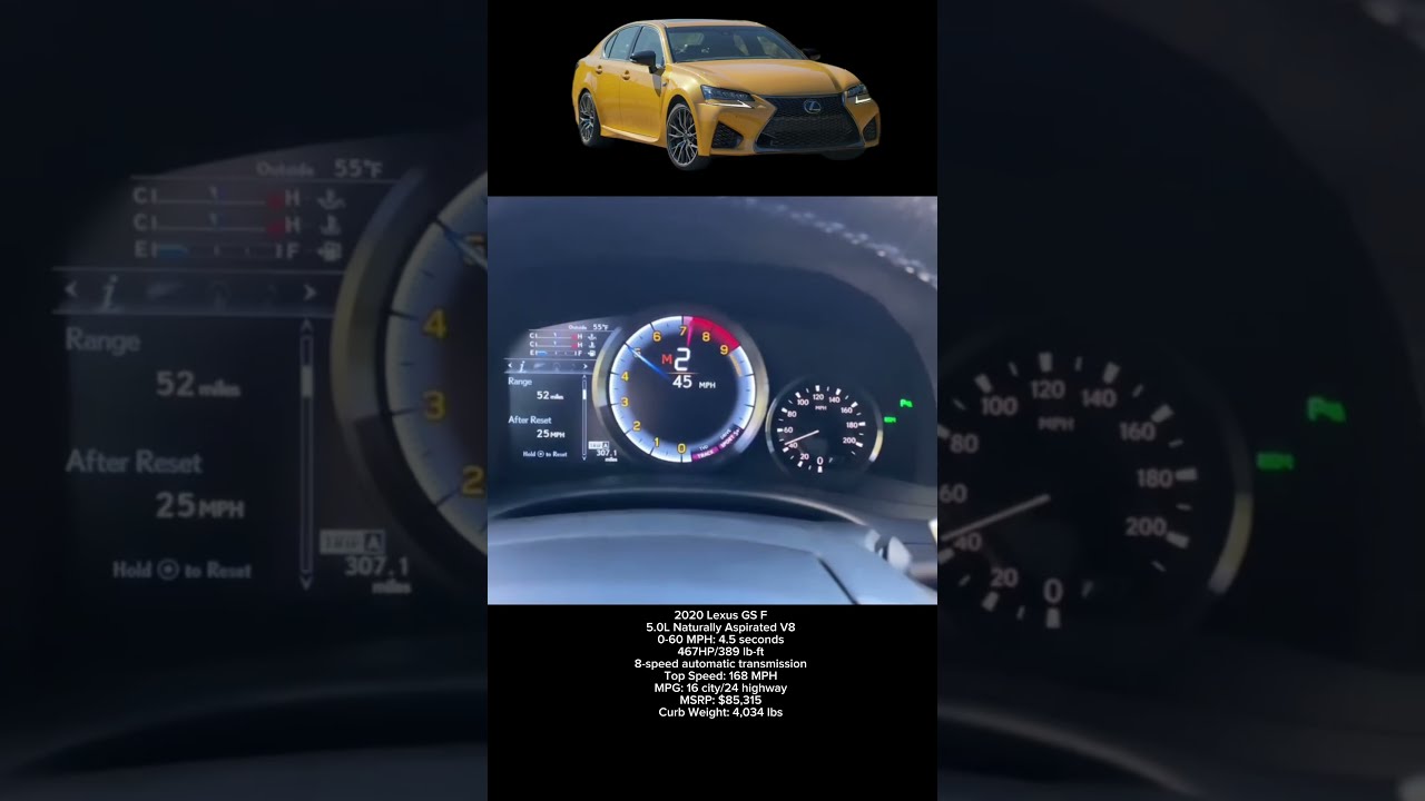 2020 Lexus GSF 0 60 MPH Acceleration Shorts Lexusgsf 0to100 V8