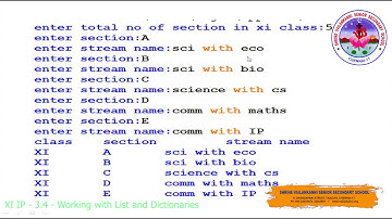 SVSSS (11 CBSE) XI - IP - 3.4 - Working with list and dictionaries