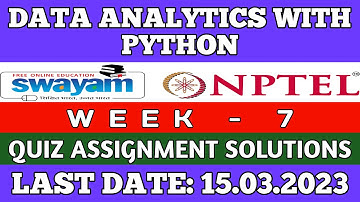 Data Analytics With Python Nptel Assignment 7 Quiz Answers 2023