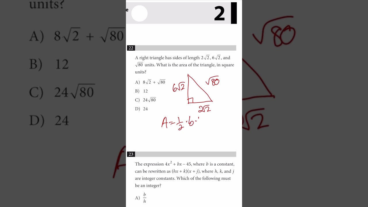 Easy Right Triangle Geometry Problem, Math Digital SAT! (Fastest Question) #shorts #maths #sat #math