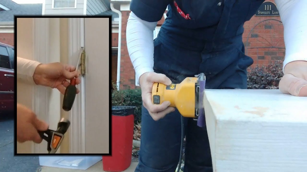 Removing and sanding an interior door when it bumps the floor YouTube