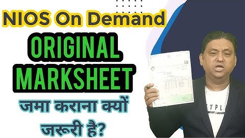 NIOS ORIGINAL MARKSHEET COMPULSORY TO SUBMIT FOR TOC AND ON DEMAND EXAMS STUDENTS II VCIC GURUJI II
