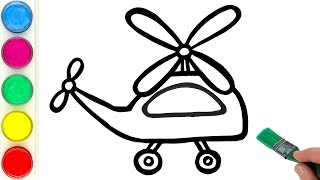 helicopter drawing painting coloring for kids and toddlers learn vehicles