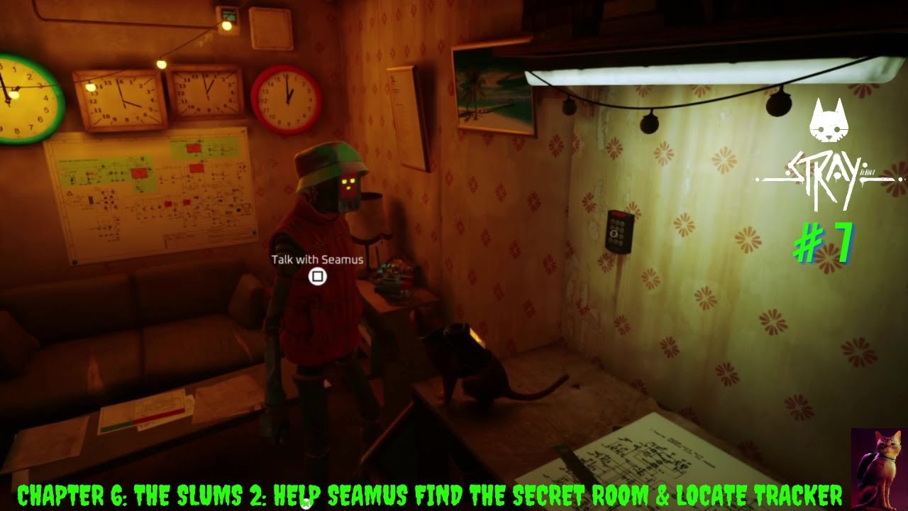 Stray- (Part 7) The Slums 2 (Chapter 6) Help Seamus find the secret room & locate Tracker gameplay.