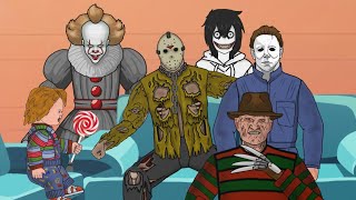 Halloween with Jason Voorhees, Michael Myers, Freddy Krueger, Pennywise, Chucky, Texas Chainsaw