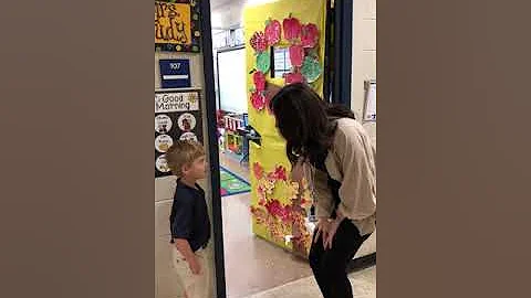 Mrs. Judy greeting her class!