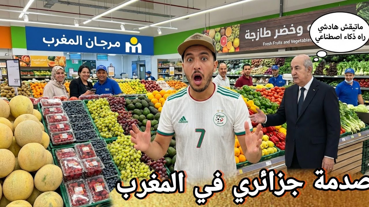 جزائري مصدوم  في سوق مغربي خيرات تاع المملكة المغربية بكل الأنواع و الأشكال يا عمي تبون