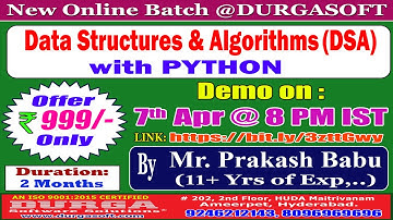 Data Structures & Algorithms with PYTHON Online Training @ DURGASOFT
