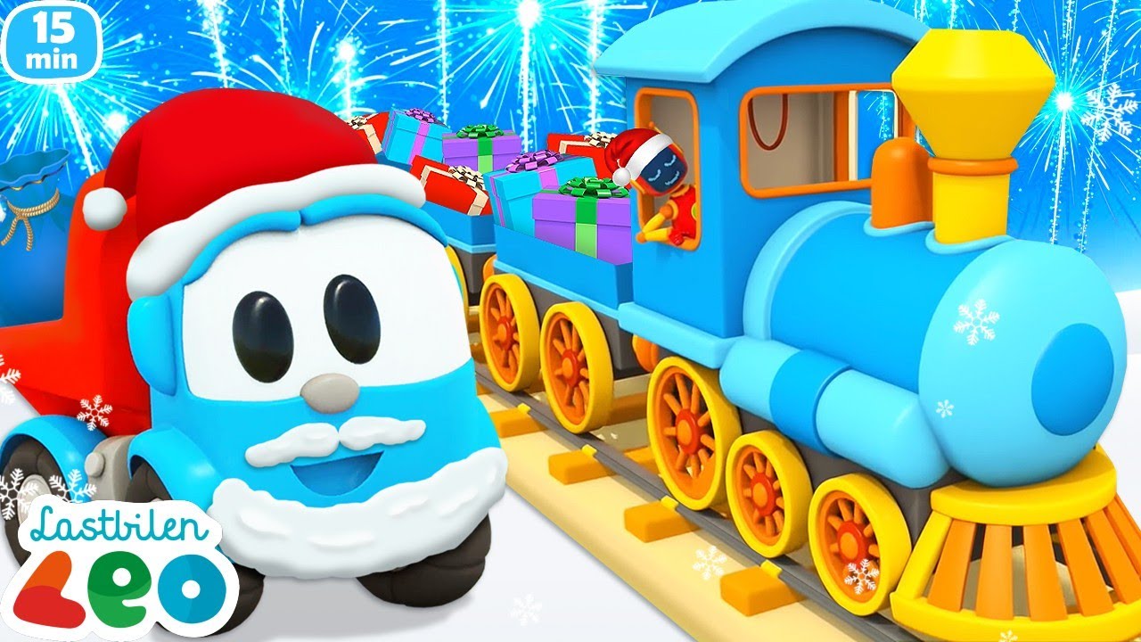 Lastbilen Leo och vännerna pyntar julgran och firar Nyår. Tecknade filmer för barn om jul. Bilspel