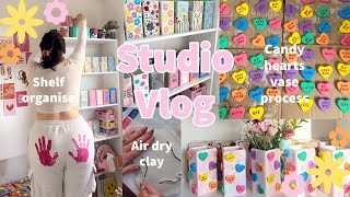 ❊ STUDIO VLOG ❊ Small Business, Shelf Organise, Candy Hearts Vase Process & Packing Etsy Orders!