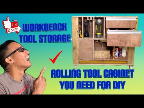 how to make workbench for small shop or garage diy rolling tool cabinet