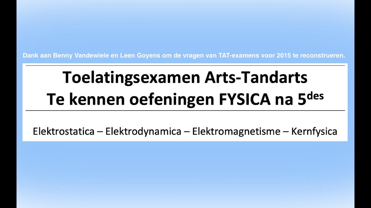 OEFENING 5 D2 Elektromagnetisme TAT EM-28 Toelatingsexamen arts tandarts Fysica (arts 2018 vraag 4)