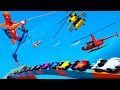 Carros Loucas com Turbina Homem Aranha e Heróis! Crazy Cars and Spiderman Jump Сhallenge