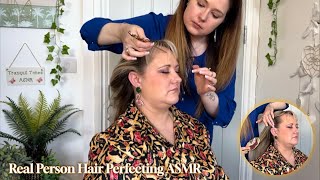 ASMR Whispered Hair & Fringe Perfecting, Styling & Fixing | Brushing, Parting, Braid & Accessories