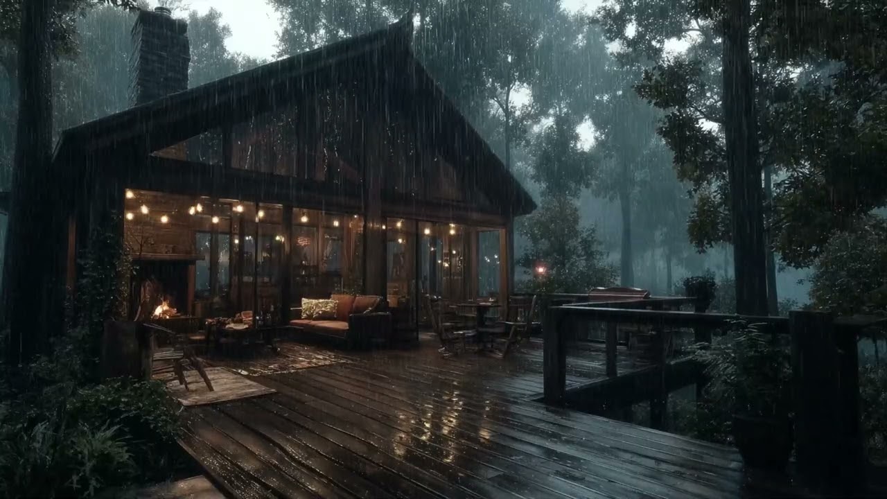Peaceful Mountain Rain 🌧️ Heavy Rain Bedroom Ambience for Deep Sleep