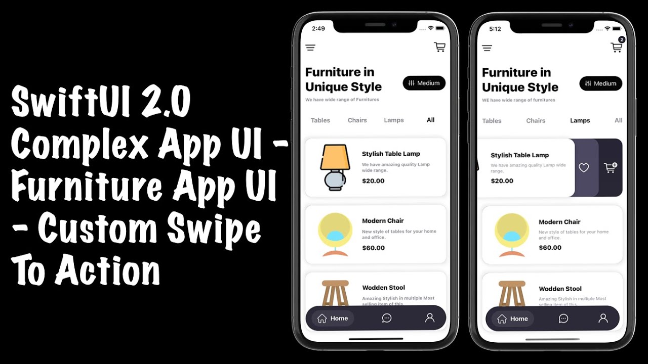 SwiftUI 2.0 Complex UI - Custom Swipe To Action - Custom Tab Bar - SwiftUI Tutorials