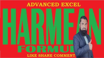 Harmean Function In Excel | Harmean Excel | Harmean Formula | Excel Tutorial |naachmeriranireaction