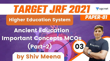 08:30 AM - Target JRF 2021 | Higher Education by Shiv Meena | Ancient Education Imp. Concepts MCQs