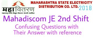 MSEDCL JE 2018 Confusing Questions with Their Answer with Reference