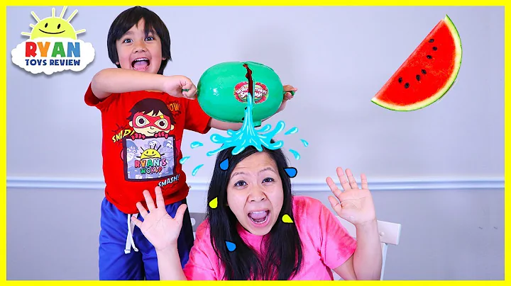 Ryan plays Watermelon Smash Challenge on Mommy!