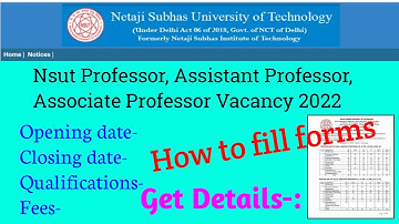 How to fill Delhi NSUT Teaching Vacancy Online Form 2022. Delhi NSUT ASSISTANT PROFESSOR VACANCY
