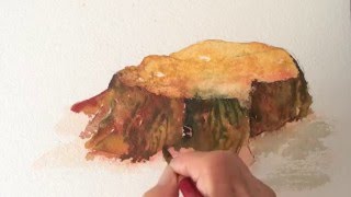 tree stump painting paint watercolor watercolour easy tutorial paintings fast trees drawing tutorials paintingvalley