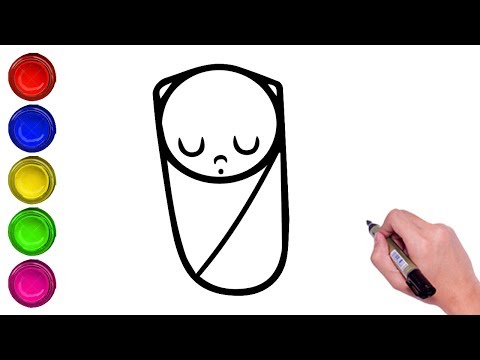 COMO DESENHAR bebé, cadeira e queque PASSO A PASSO para crianças em etapas fáceis. FÁCIL DE DESENHO PARA CRIANÇAS.