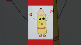 how to draw cute pencil ✏️ 😍 #easydrawing #stepbystepdrawing #kidsdrawing #viral