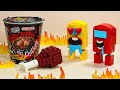 LEGO Среди Нас Есть Острую Пищу Челлендж | Лего В Реальной Жизни | Stop Motion Cooking И ASMR