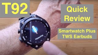 LEMFO T92 Temperature BP 128MB Music Storage Smartwatch with BT5 TWS Earbuds: Quick Overview screenshot 2