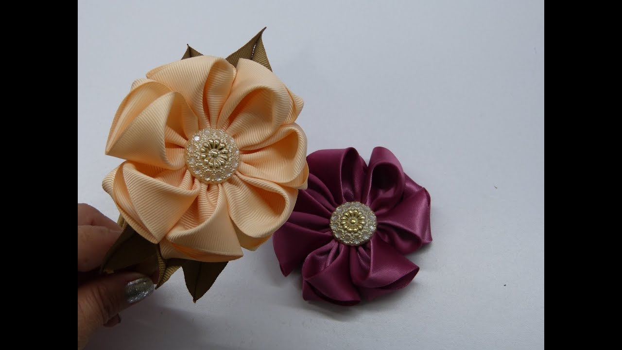 Como Hacer FLOR de Petalos Dobles facil de Elaborar Cinta Faya, Flores y Moños Faciles