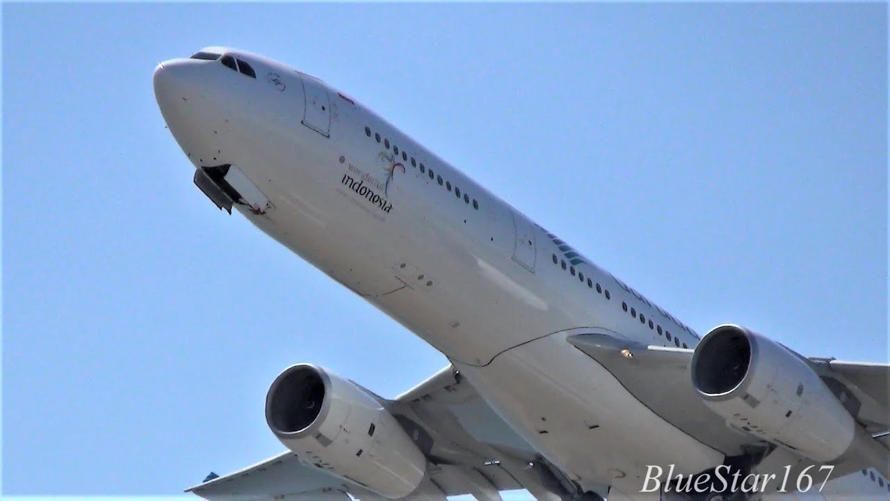Garuda Indonesia Airlines Airbus A330-300 (PK-GPY) takeoff from KIX/RJBB (Osaka - Kansai) RWY 06R