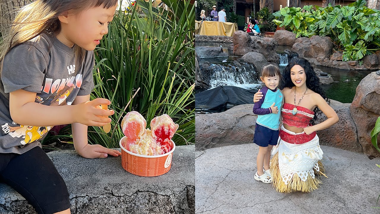 하와이 디즈니 호텔! 캐릭터랑 사진, 레스토랑, 수영&물고기 밥주기 | 하와이 여행 브이로그