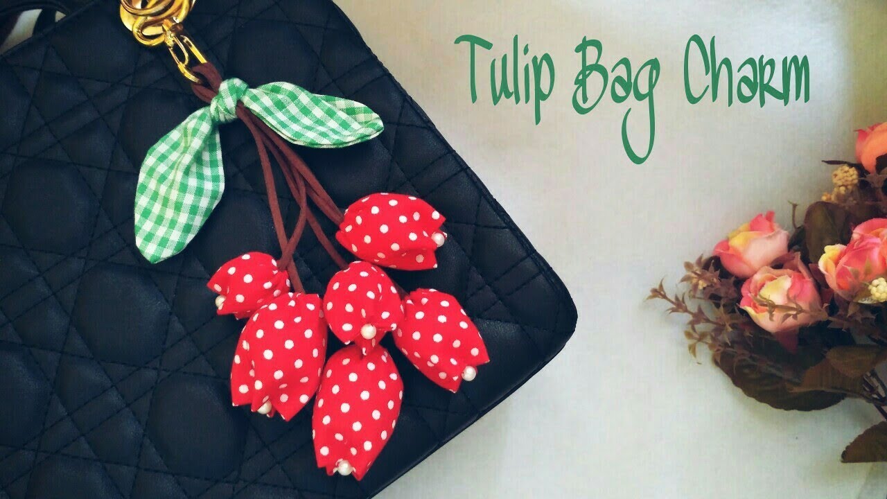 DIY Tulip Bag Charm Gantungan  Kunci  Tulip Kain  Perca  