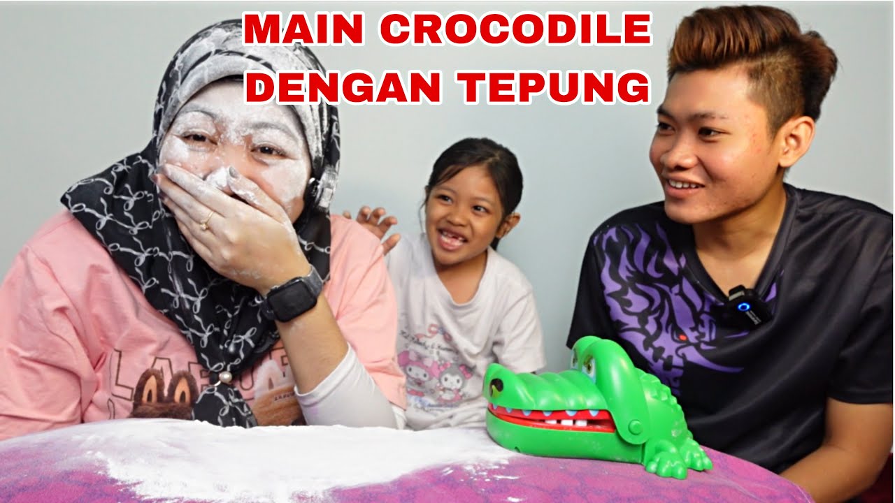 CHALLENGE CROCODILE  HABIS PENUH TEPUNG SATU MUKA 😂‼️