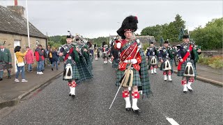 Drum Major Ian Esson Leads Ballater Pipe Band Into Tomintoul Ready For 2023 Highland Games
